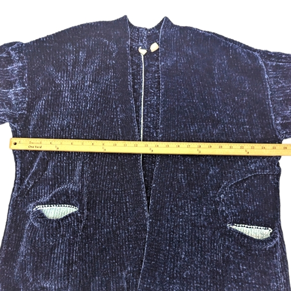 Anthropologie Moth Oversized Chenille Cardigan Sweater Womens XS Navy Blue - Picture 9 of 10